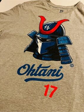 Shohei Ohtani Japanese Samurai Helmet #17 Baseball T-Shirt 2XL Dodgers LA Japan
